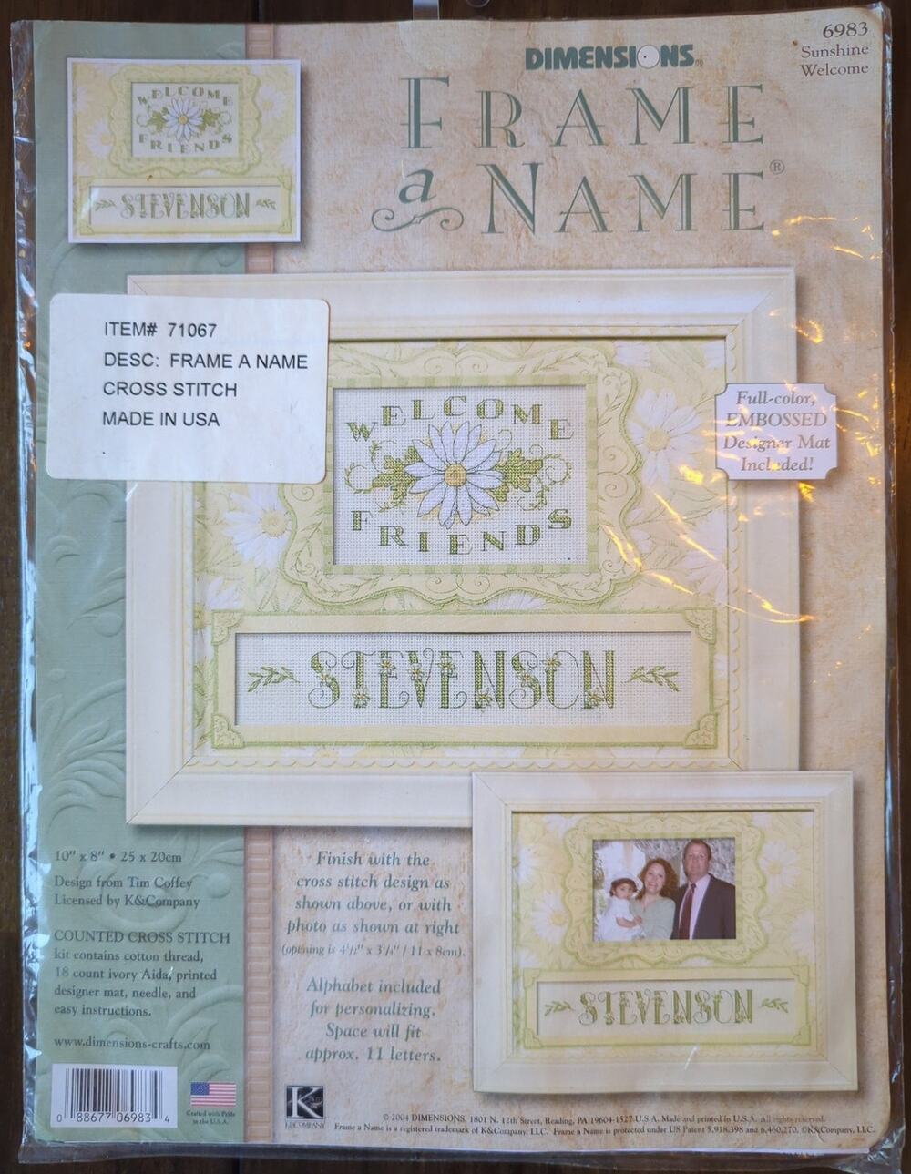 Dimensions Cross Stitch Kit #6983 Sunshine Welcome Frame a Name new old stock